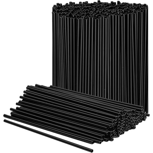 Pitillos desechables negros 500 piezas 21x0.6 cm plástico miniatura 1