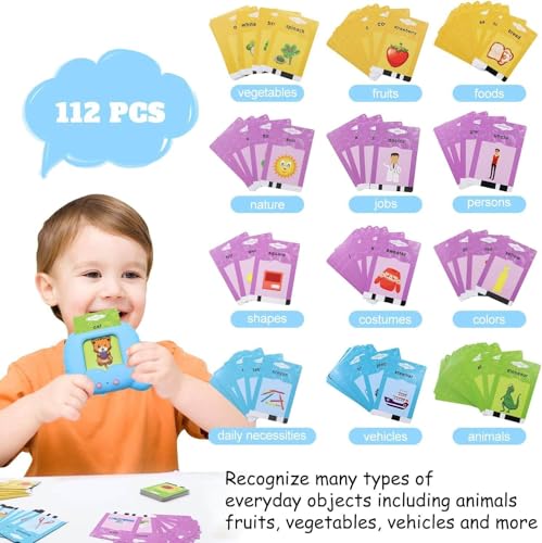 Image of Talking Flash Cards for Kids | 224-Word Learning Device for Toddlers | Montessori Learning Toys for Boys & Girls Ages 2-5 | Preschool Game & Birthday Present