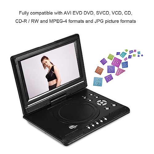 Lecteur vidéo DVD Rotatif, Jeu à écran Large LCD Portable 9 Pouces SD USB AV CD VCD, Rotation à 270 degrés, Fonction TV, 800 x 480, multilingue(Moi)