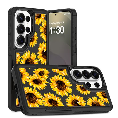 Coque Samsung S26 Ultra robuste en silicone antichoc à motif tournesol