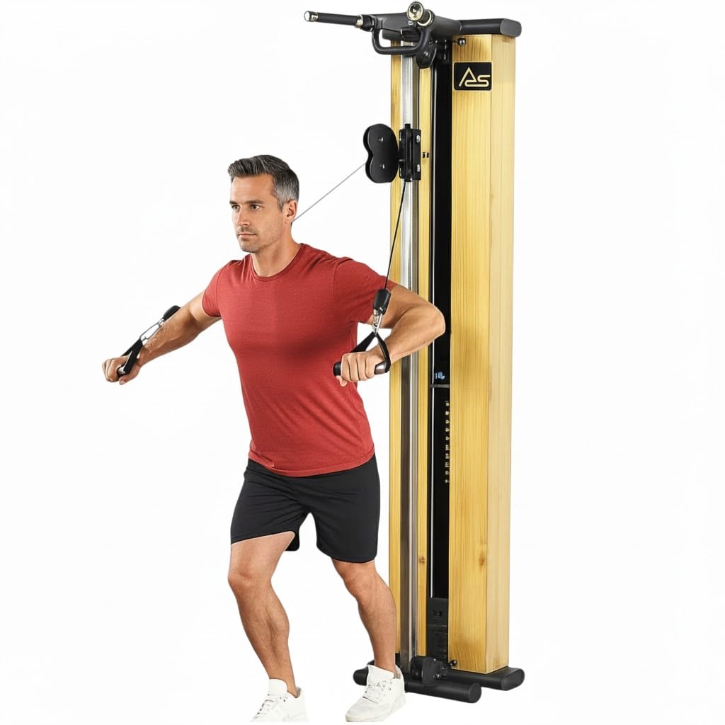AsVIVA MG7 Kabelzugstation, Kraftstation mit 101 kg Gewichten, Dip-Station, Klimmzugstange & Hantelbank, Home Gym Fitnessstation