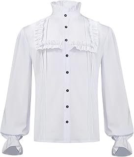 Men's Lace-up Shirt Vikings Cosplay Shirt Retro Gothic Clothing Men's Lacing Pirate Shirt Renaissance Long Sleeve Shirt Victorian Knight T-Shirt Carnival Men's Blouse for Oktoberfest Halloween