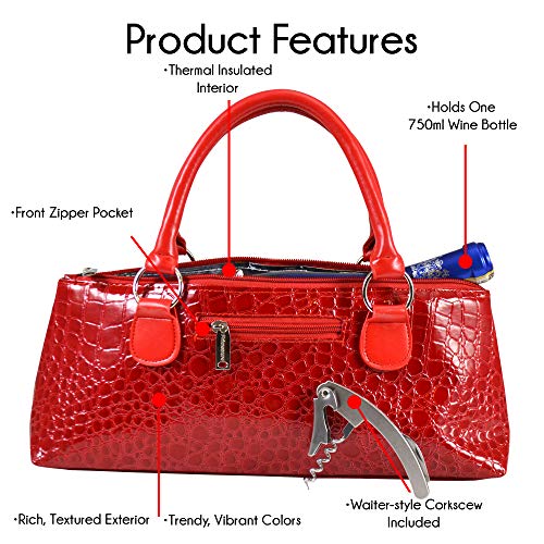 Image of Primeware Wine Clutch Bag (Thermal Insulated) Trendy Women's Carry Tote | Holds Red & White 750mL Bottles | Trendy Fashion | Incl. Portable Waiter-Style Corkscrew