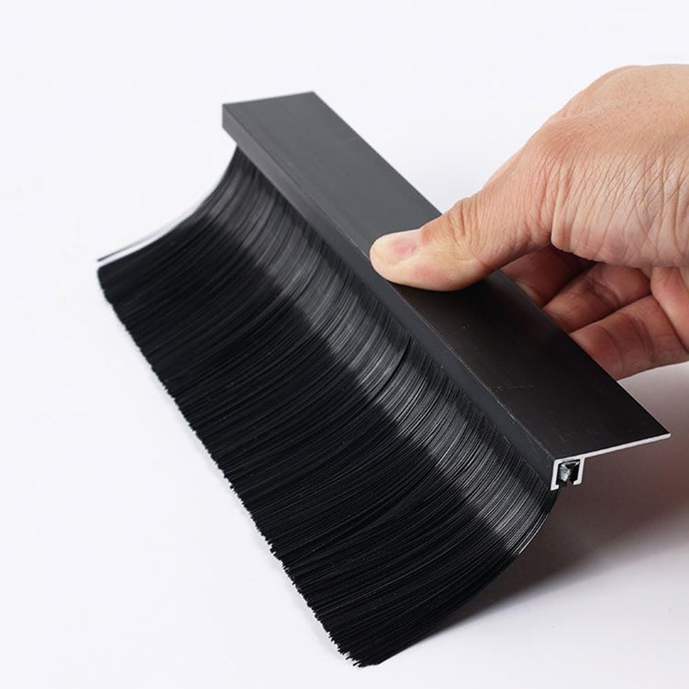 Aluminiowa szczotka do drzwi w kształcie litery H, uszczelka do drzwi zewnętrznych i wewnętrznych, 60 mm, czarna uszczelka dolna pod drzwi, ochrona przed przeciągiem i kurzem