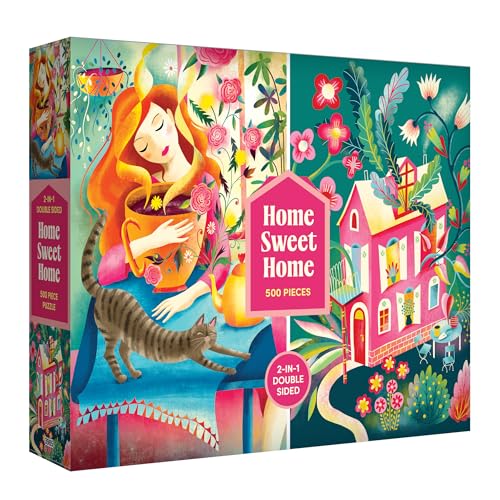 RoseArt - Home Sweet Home 500 Piece Double-Sided Jigsaw Puzzle – Matte & Glossy Sides – Joy of Home and Nature Puzzle for Adults - 2-in-1 Puzzle...