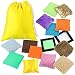 Kathfly 15 Pcs Sensory Bean Bags Shape Texture Color & Feel Sorting Sensory Items with Drawstring Bag for Autistic People Need Supply for ADHD Adults Women Men(Square)