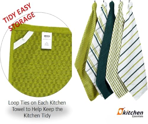 BLOOM BLENDS 5-Pack Terry Cotton Kitchen Tea Towels | Super Absorbent, Quick-Drying, and Soft Dishcloths for Everyday Use | Durable & Machine Washable Towel Set (Sage Green) - Cosy Home Interiors BLOOM BLENDS 5-Pack Terry Cotton Kitchen Tea Towels | Super Absorbent, Quick-Drying, and Soft Dishcloths for Everyday Use | Durable & Machine Washable Towel Set (Sage Green) - Image 5
