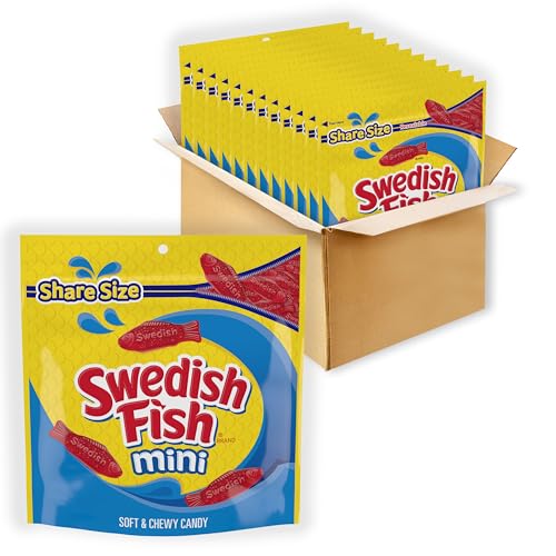 Swedish Fish Mini Soft and Chewy Candy, 12 oz Bags, 12 Count