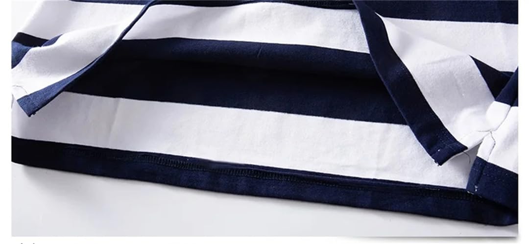 Ruereuu Polo da uomo a maniche corte con scollo a V, casual, a righe, in cotone, per lavoro, golf