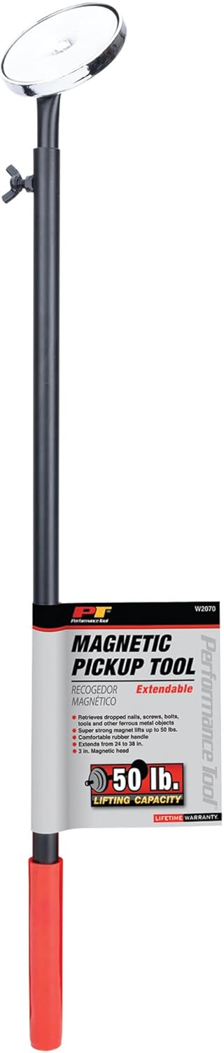 Performance Tool W2070 50-Pound Extendable Magnetic Pickup Tool for Retrieving Heavy Items