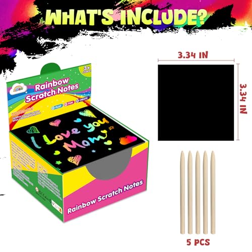 ZMLM 165 Rainbow Scratch Paper Art Crafts Mini Notes Stocking Stuffers for Kids Gifts 4 5 6 7 8 9 10 Years Old Girls Boys Students Teens Classroom Prizes School Supplies Birthday Party Toy Activity image 2