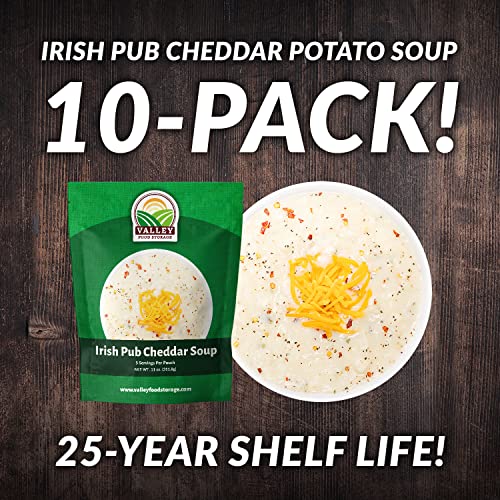 Image of Valley Food Storage Irish Pub Cheddar Potato Soup 10-Bag Bucket, 50 Servings | Premium Non-GMO Emergency Food Supply with 25 Year Shelf Life | Survival Meals, Prepper Food, Camping & Off-Grid Supplies