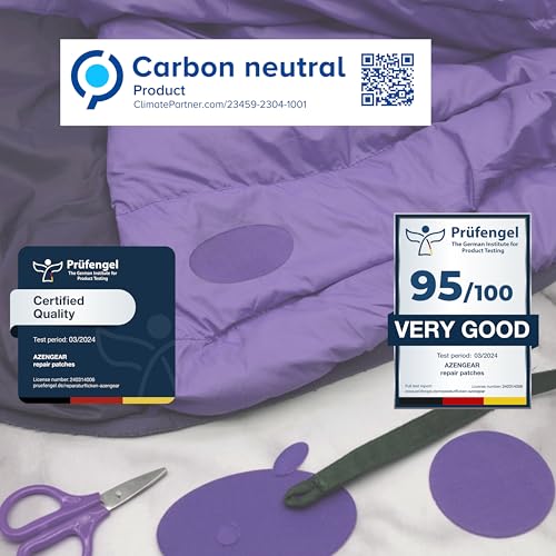 aZengear Repair Patches for Jackets, Tent, Shoe Toe, Air Mattress, Inflatables, PVC Gear - Waterproof, Self-Adhesive, Tear-Cold-Heat-Resistant, Down Puffer Coat (11pcs, Lilac)
