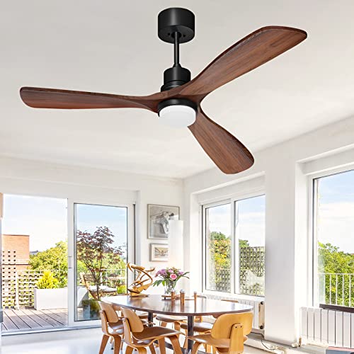 CLUGOJ 52" Ceiling Fan with Lights Remote Control, Outdoor Wood Ceiling Fan, Reversible Silent DC Motor and Matte Black CLUGOJ 52" Ceiling Fan with Lights Remote Control, Outdoor Wood Ceiling Fan, Reversible Silent DC Motor and Matte Black
