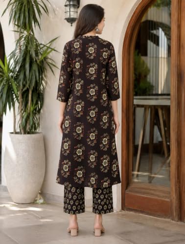 Image of CREATION & YOU Women's Pure Cotton Floral Printed Kurta with Palazzo Pants | Ethnic Set | Kurti Set for Women | Cotton Cord Set for Women