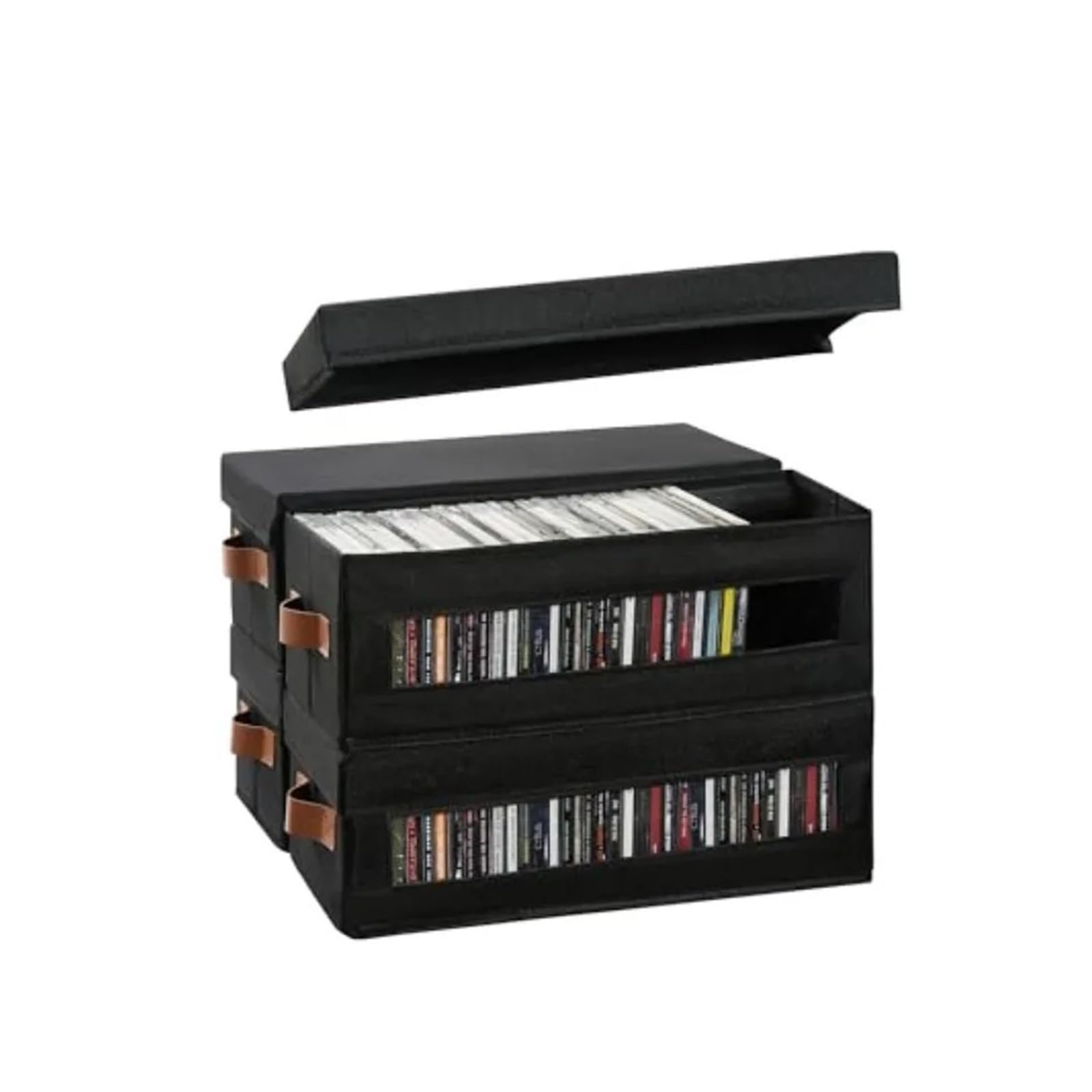 Borsa porta CD in tessuto, Scatola porta CD con custodia impilabile finestra visibile