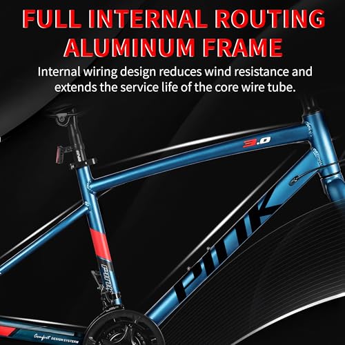 Pipleo Road Bike, 700C City Commuter Bicycle, 21 Speeds Shimano Drivetrain Sport Racing Bike, Light Weight Aluminum Frame, Urban Street Bike for Men Women Adult Bicycle