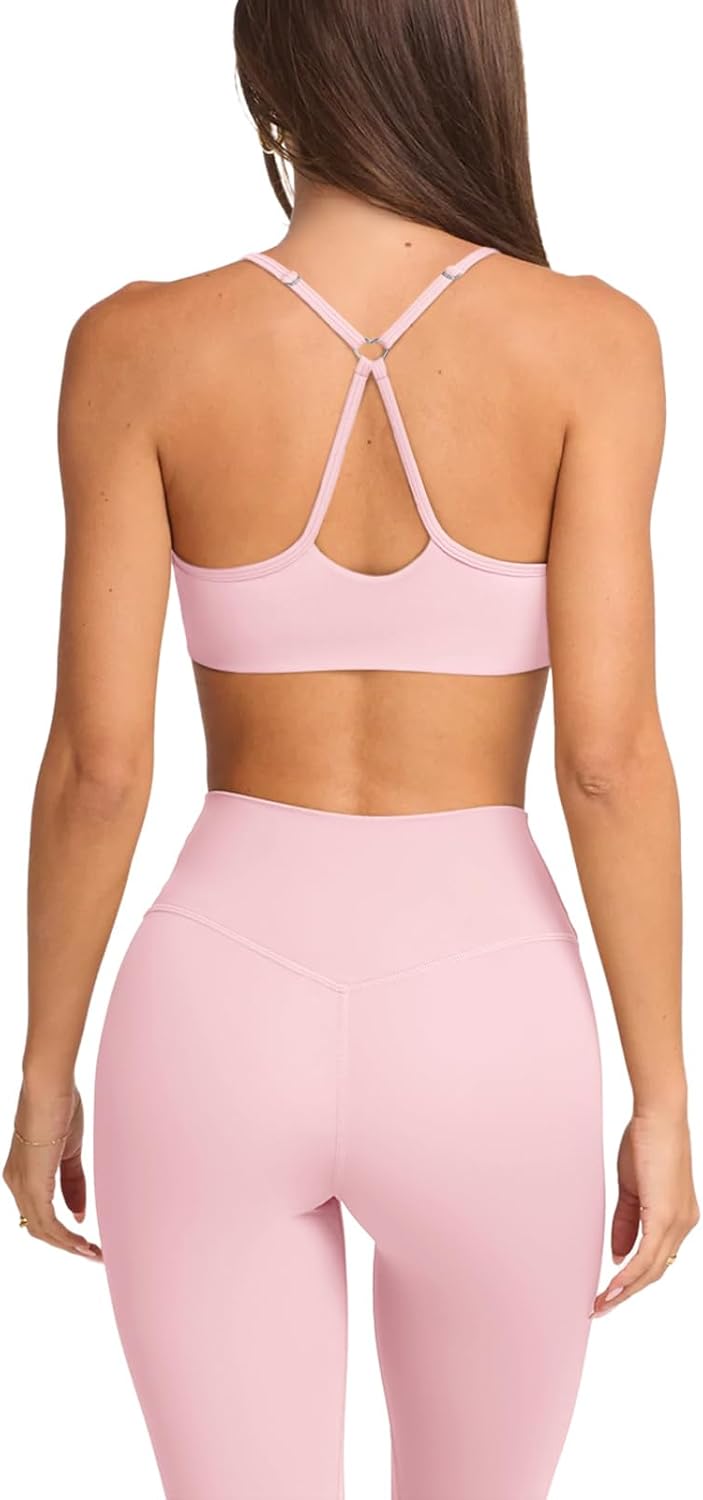 LASLULU Womens Adjustable Spaghetti Straps Sports Bra Sweetheart Neck Wireless Padded Workout Yoga Crop Tops - Image 3