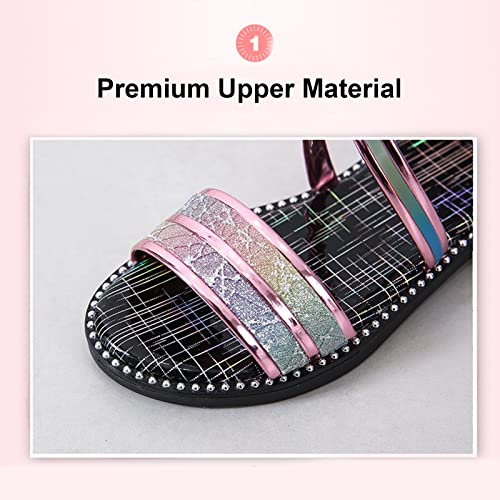 POLG Toddler Girls Sandals Summer Gladiator- Cross-Tied Zipper Flat Sandals with Strappy Ankle Zipper for Little Girl 2-12Y3