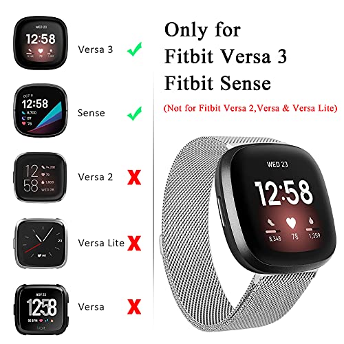 Image of Amzpas Bands Compatible with Fitbit Versa 3 /4 Fitbit Sense /Sense 2, Breathable Stainless Steel Loop Mesh Magnetic Adjustable Wristband for Fitbit Versa 3 /4 Fitbit Sense /Sense 2 for Women and Men