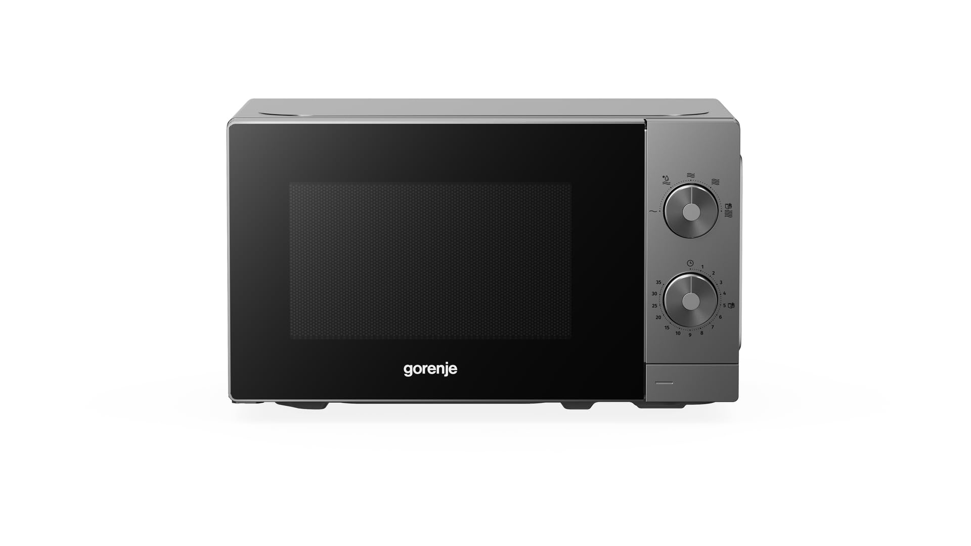 Gorenje MO20E1T4 Mikrowelle, 20L, 700 W, AquaClean, Auftaufunktion, 5 Leistungsstufen, Mechanische Drehknopf-Steuerung, schwarz mit grau