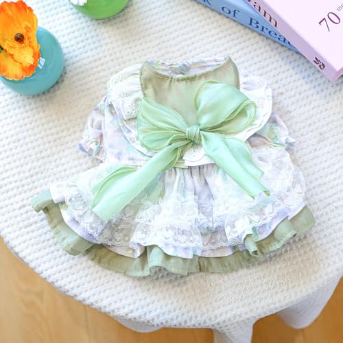 Robe pour chien princesse tutu à fleurs vertes taille XS - 7