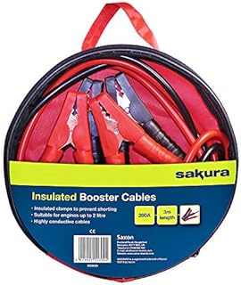 Sakura Booster Cables Jump Start Leads SS3625 - 200 Amp 3 m Colour Coded Clamp - For Cars Vehicles Up To 2.0L/2000CC - Flat Battery