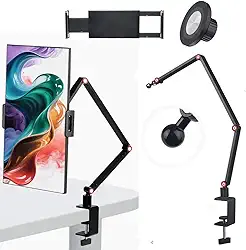 Suporte Para Tablet iPad iPhone Celular 360 Giratório Dobravel Pedestal Braço Articulado Mesa Cama Magnético Clipe Ajustável 4-17”
