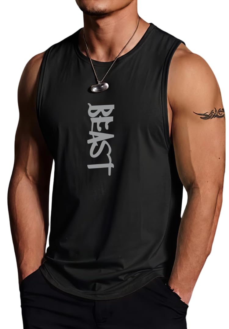 Furrr Men's Beast Printed Gym Vest, Sleeveless Workout Tank Top, Sizes M to XXL-picture-11