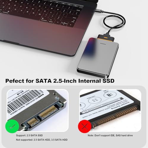 FEMORO SATA to USB C Adapter, Type C to 2.5'' SSD Converter Support Capacity up to 8TB, Internal Solid State Drive SSD Reader for Crucial WD SanDisk PNY and More - Thumbnail 5