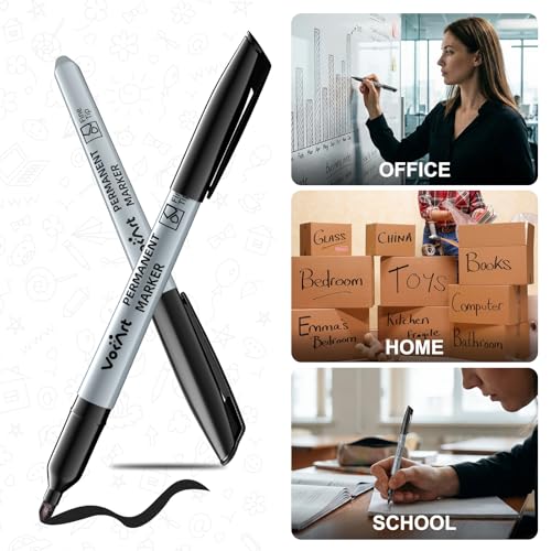 VOKART Permanent Markers Bulk, 150 Pack Black Thin Fine Point Tip - Image 5