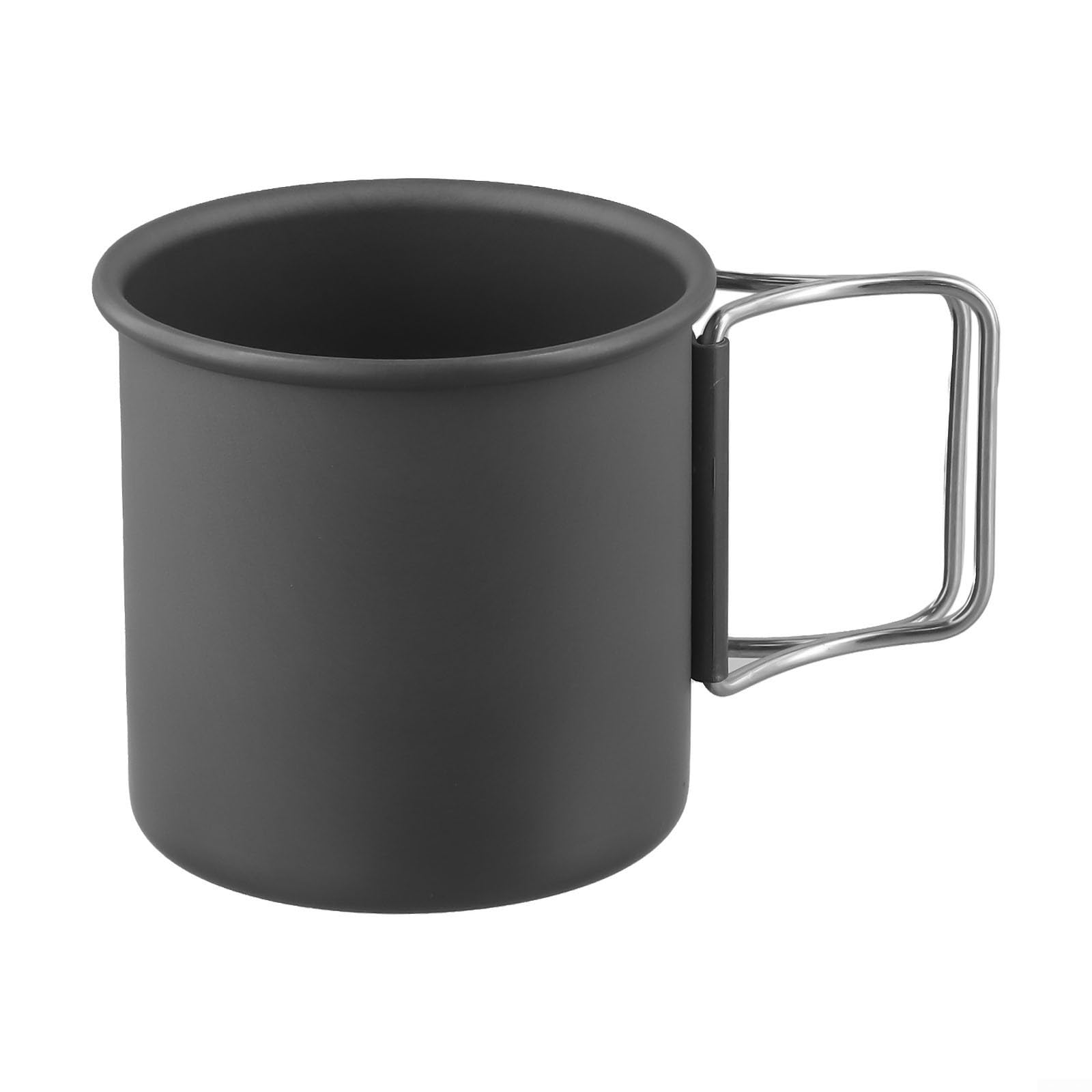 Folding Stainless Steel Cup Portable Camping Mug With Handle For Outdoor Coffee Tea Beer Wine Water(Black)