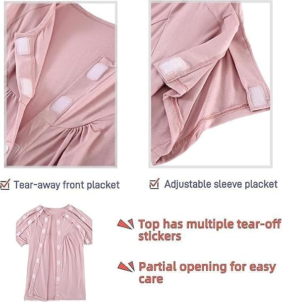 Post-Operative Bedridden Patient Clothing,Full Tearaway Clothing,Unisex,Tear-Off Pants,Grey,L