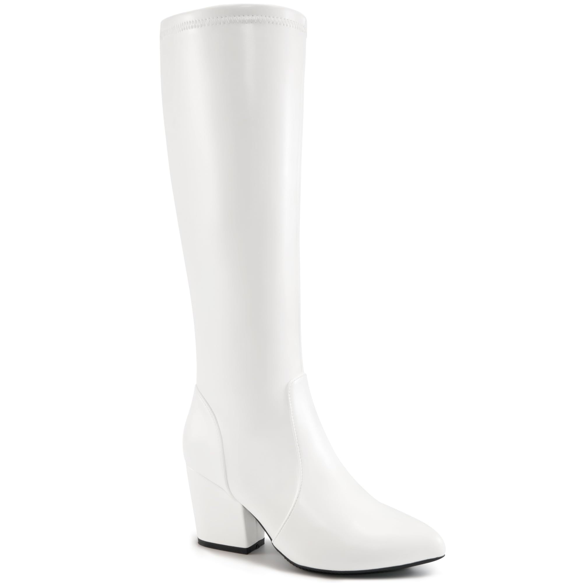 Womens Knee High Boots Fashion Chunky Heel Long Boot 2026 Side Zipper Pointed Toe Tall Shoes for Dressy