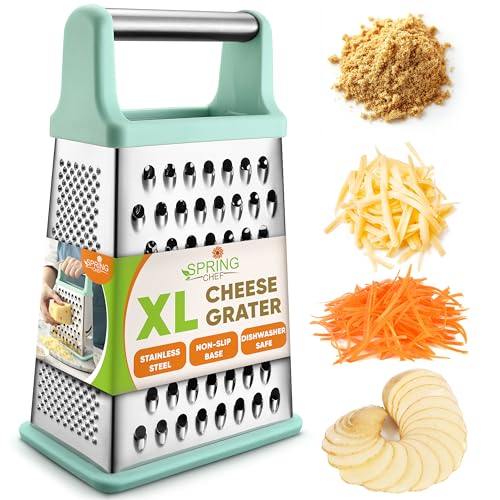 Image of Spring Chef Stainless Steel XL Cheese Grater for Kitchen, Mint