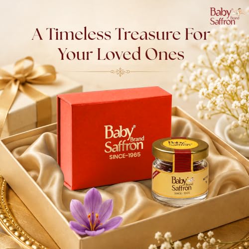 Image of Baby Brand Saffron Original Mongra Kesar /Keshar Premium Filament Gift Box With Glass Jar | Handpicked, Grade 1 ISO 3632 Tested | For Celebrations, Festive, Corporate Gifting | 1gm, Pack Of 1 (Red)