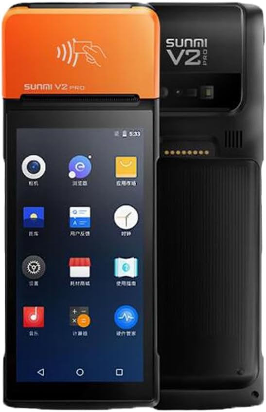 Sunmi V2 pro Portable POS Terminal Speaker, Camera and Barcode Scanner All in One Handheld PDA Printer, Android 7.1 System, eSIM 4G, WiFi and Bluetooth for Mobile Market Order