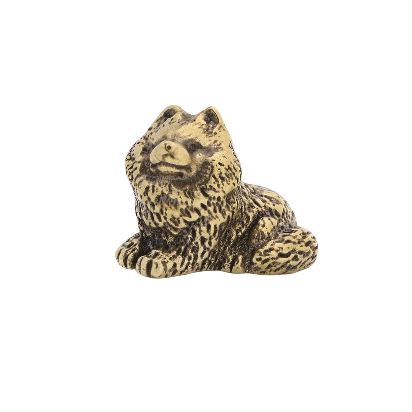 NGDFGR Solid Brass Samoyed Dog Figurine – Metal Realistic Sitting Puppy Miniature Statue For Desk, Shelf Or Pet Memorial Gift,Sitting Pose