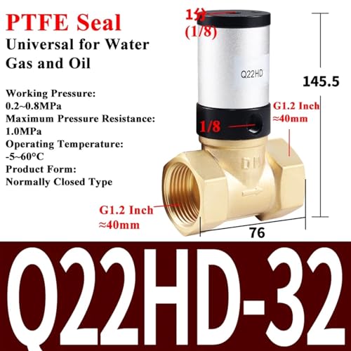 Vanne fluide Q22HD-32 en laiton lourd pour réseaux pneumatiques durables
