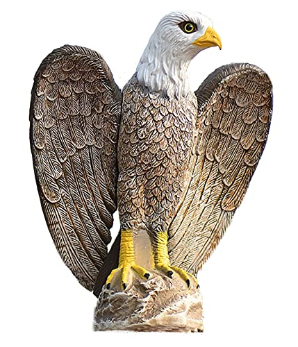 17 inch Realistic Bald Eagle Statue Plastic Bald Eagle Simulation Hawk Model Combination with 95 feet Double Side Laser Tape