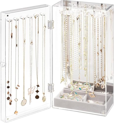 Reviews de Organizadores de joyas - 5 favoritos. 43 Organizador de Collares:Soporte para Collar de Acrílico-Joyero Transparente Giratorio con 24 Ganchos,caja de joyería con bandeja de terciopelo para anillos Caja ExhibicióN...