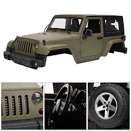 Dilwe RC Truck Karosseriepanzer, Armee Grün Offene Tür Fernbedienung Modellauto für Jeep Wrangler 1/10 RC Truck – Bild 6