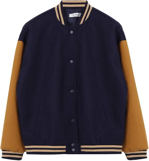 Amazon Co Jp Nolcctn レディース コート ジャケット ゆったり 野球服 春秋冬 カジュアル おしゃれ トップス スポーツウェア 英字 個性 ダンス服 ストリート系 Bf風 原宿風 学生 運動 スタイリッシュ ネイビー フリーサイズ ファッション