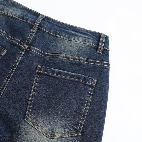 Image of THUNDER STAR Women Mid Rise Ripped Stretchy Jeans Shorts Frayed Raw Hem Casual Denim Shorts