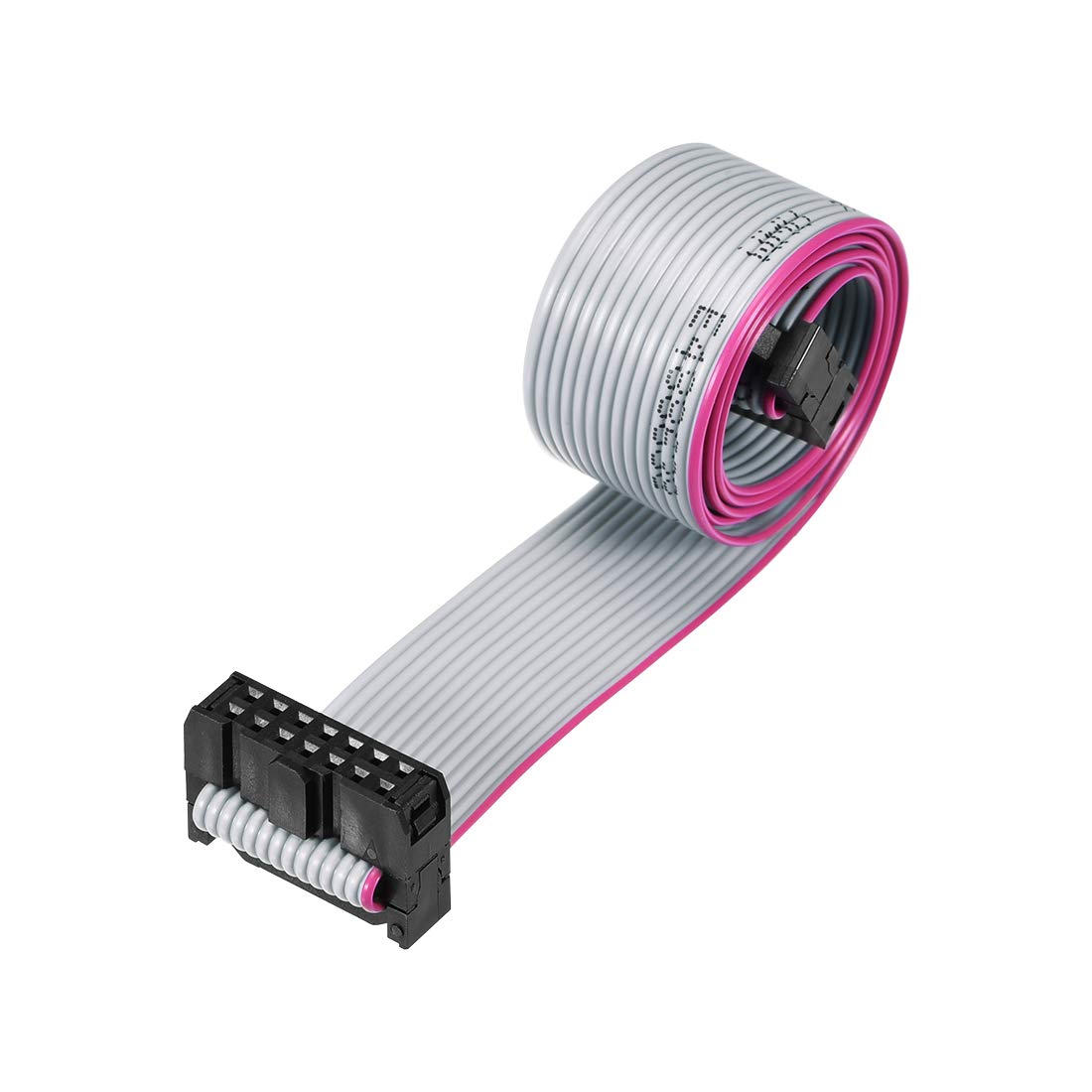 uxcell IDC Wire Flat Ribbon Cable FC/FC Connector A-Type 14Pins 2.54mm Pitch 50cm Length Gray