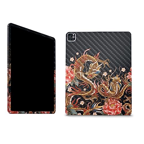 Image of MightySkins Carbon Fiber Skin Compatible with Apple iPad Pro 12.9 inch M2 6th Gen (2022) Full Wrap Kit - Stitch Dragons | Protective Durable Textured Carbon Fiber Finish | Easy to Apply | Made in The USA