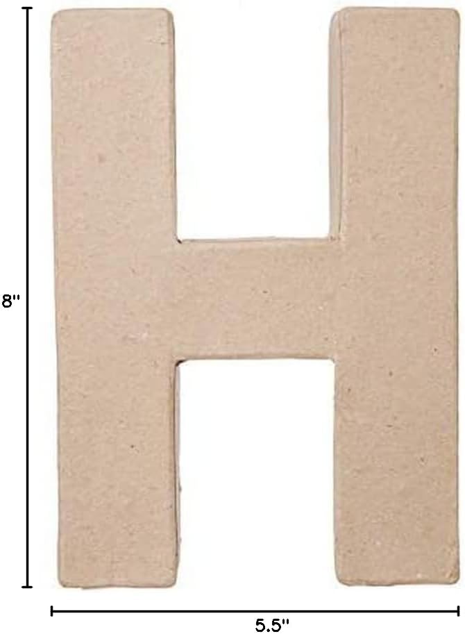 Darice 2862-H Paper Mache Letter - H - 8 x 5.5 x 1 inches