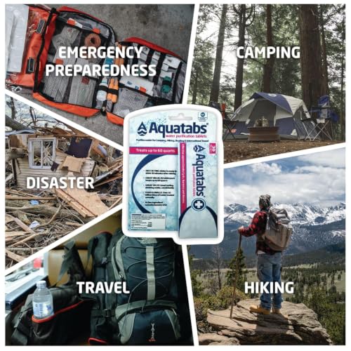 Image of Aquatabs 49mg Water Purification Tablets (30 Pack). Portable Water Purifier for Camping Essentials, Lightweight Camping Gear or Survival Kit, EPA Registered & NSF /ANSI 60 Certified, Fast-Acting
