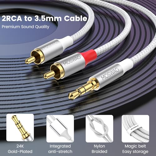 Image of MOSWAG 3.5mm to RCA Cable Headphone to RCA Cable AUX to RCA Audio Cable