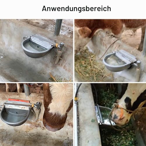 Svauoumu Automatische Tränkebecken mit Schwimmer Ventil, Edelstahl Rinder Viehtränke Tränkebecken, Tränkebecken für Pferde mit Abflussloch für Pferde Rinder Schafe Kamele Hunde TräNke 4L